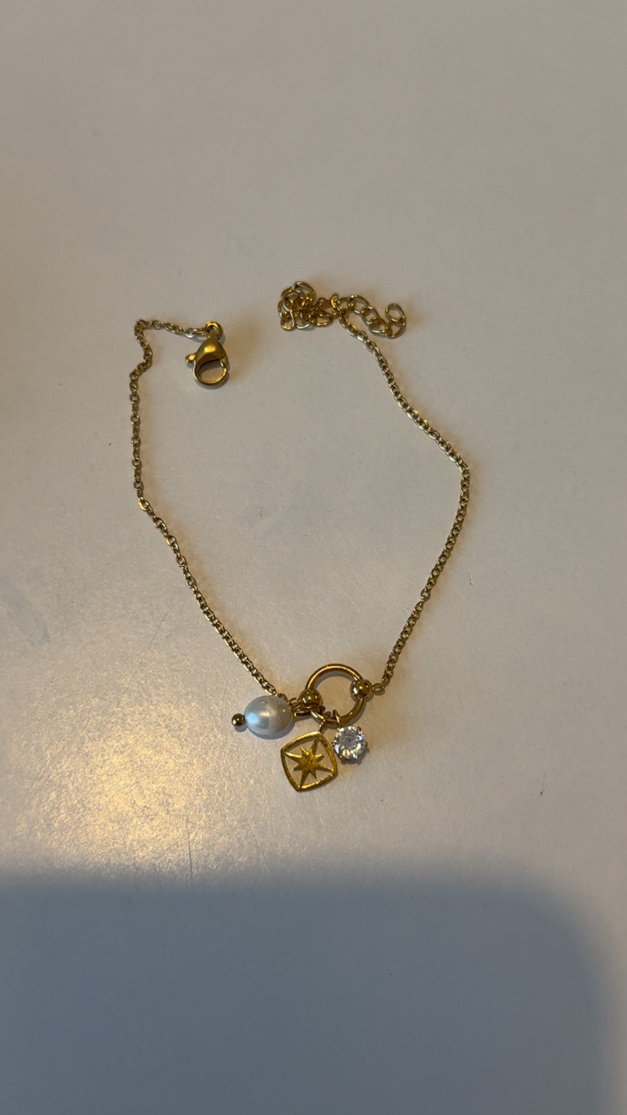 Bracelets doré en nacre blanche et acier inoxydable