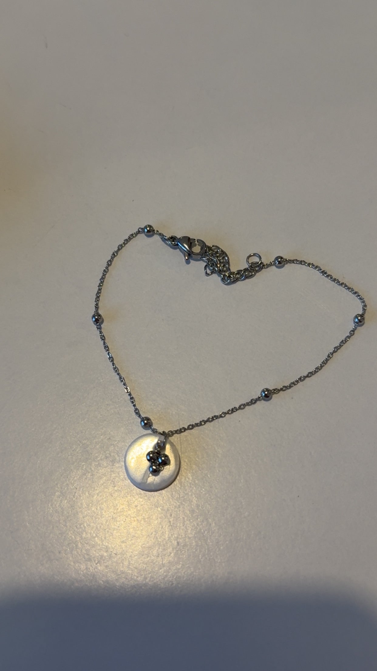 Bracelets argent en nacre blanche et acier inoxydable